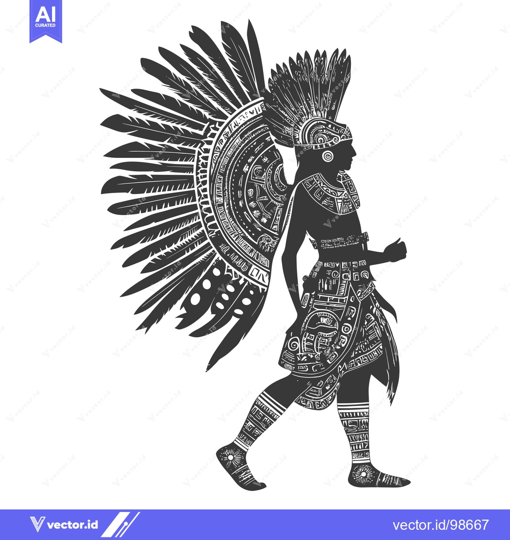 Premium Vector of Silhouette of a Native American Warrior in Traditional Attire