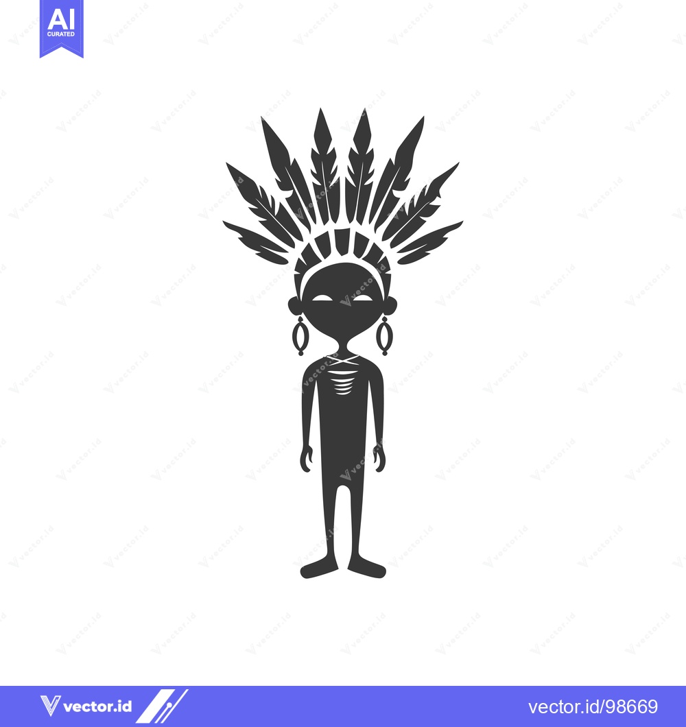 Premium Vector dari Silhouette of a Native American with a Feather Headdress