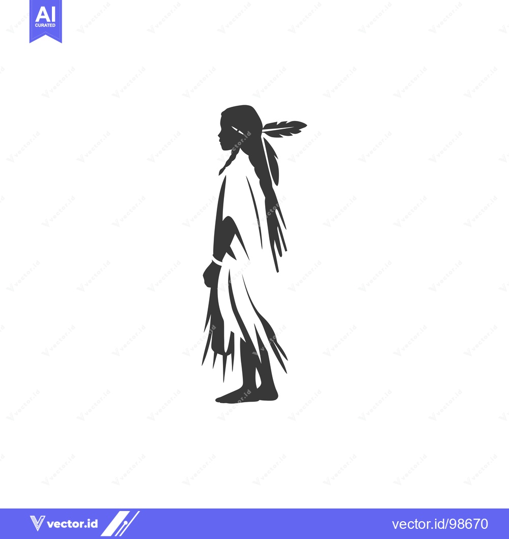 Premium Vector of Silhouette of a Native American Woman in Traditional Attire