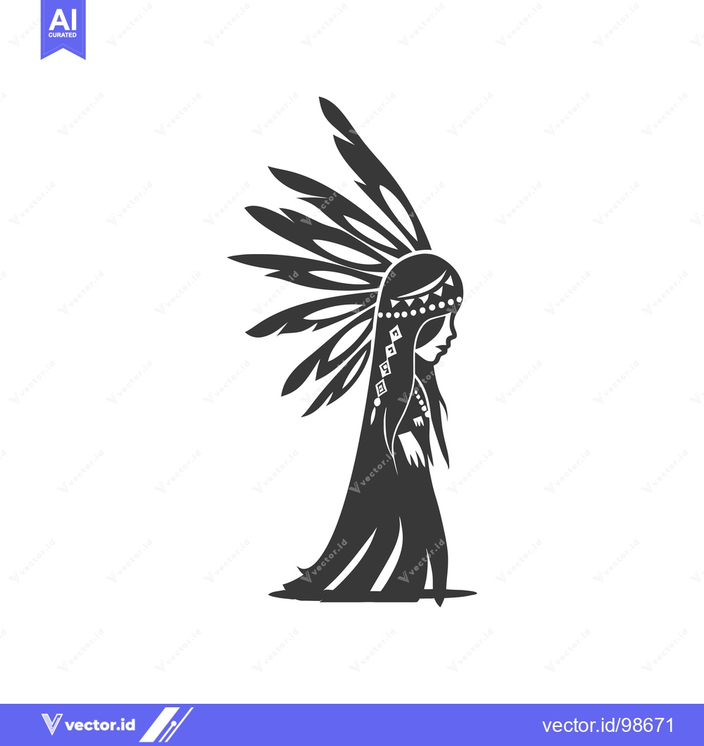 Premium Vector of Silhouette of a Native American Woman in Traditional Headdress
