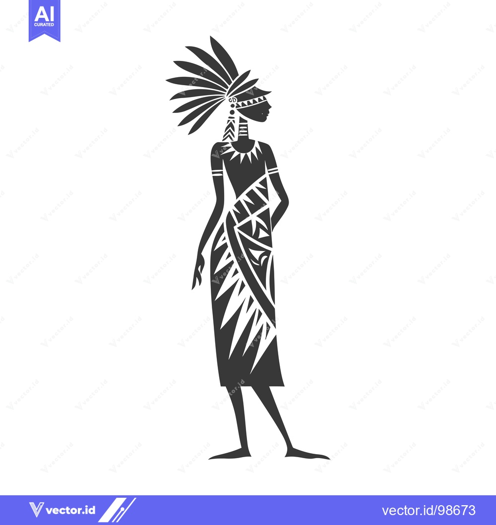 Premium Vector dari Silhouette of a Native American Woman with Headdress