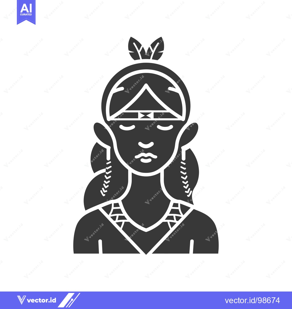 Premium Vector of Silhouette of a Native American Woman with Traditional Headwear