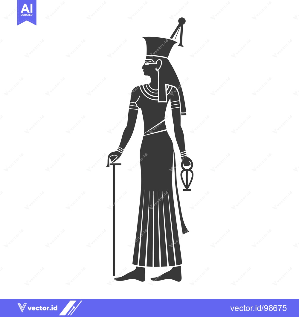 Premium Vector dari Silhouette of an Egyptian Goddess Holding an Ankh