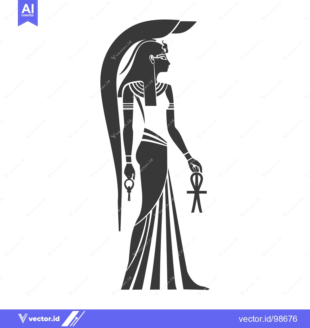Premium Vector dari Silhouette of an Egyptian Goddess Holding Ankh and Was Sceptre