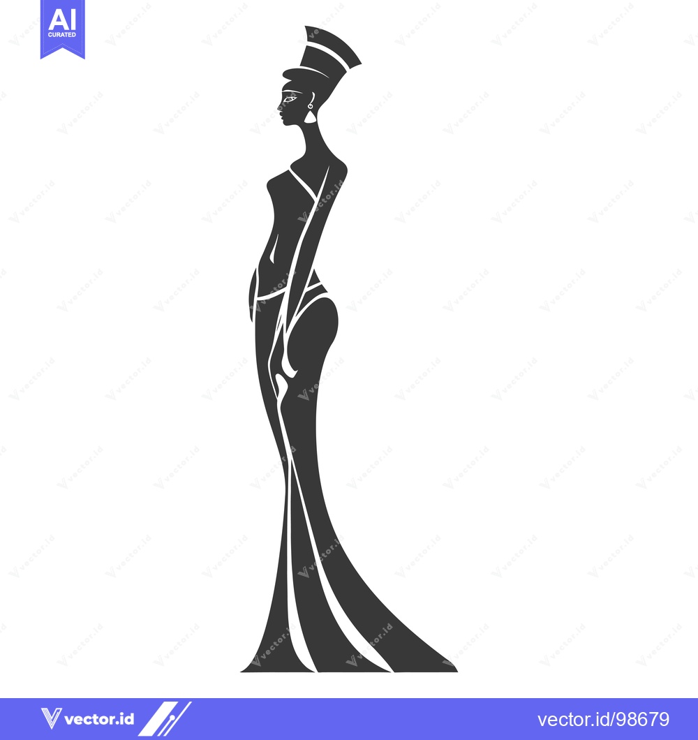 Premium Vector dari Silhouette of an Egyptian Queen with a Crown and Earrings