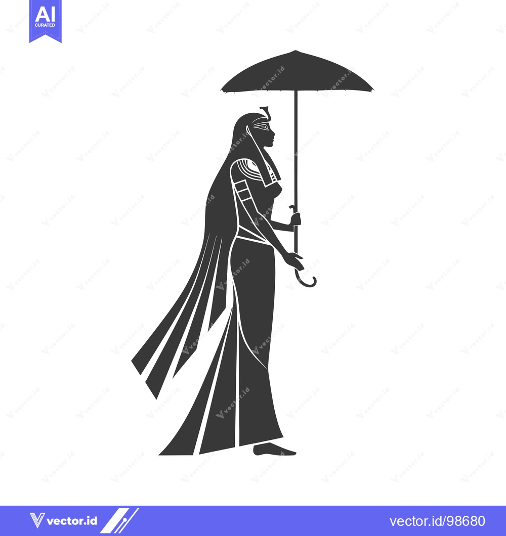 Premium Vector of Silhouette of an Egyptian Woman Holding an Umbrella