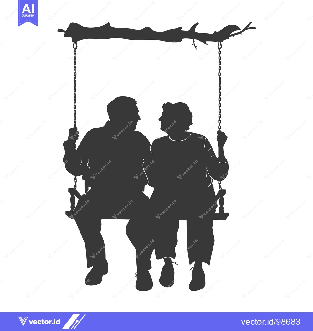 Premium Vector dari Silhouette of an Elderly Couple on a Swing