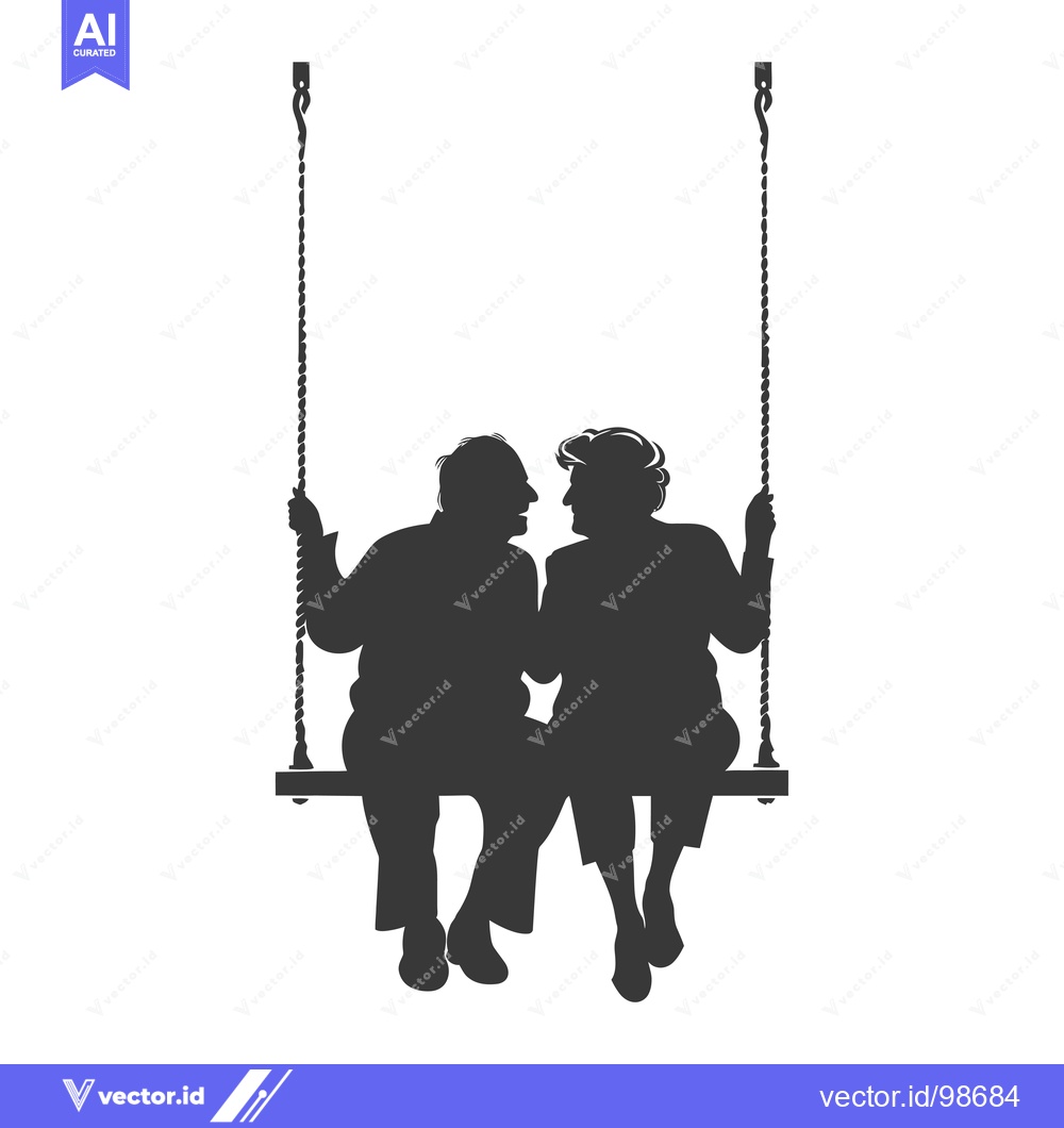 Premium Vector of Silhouette of an Elderly Couple on a Swing