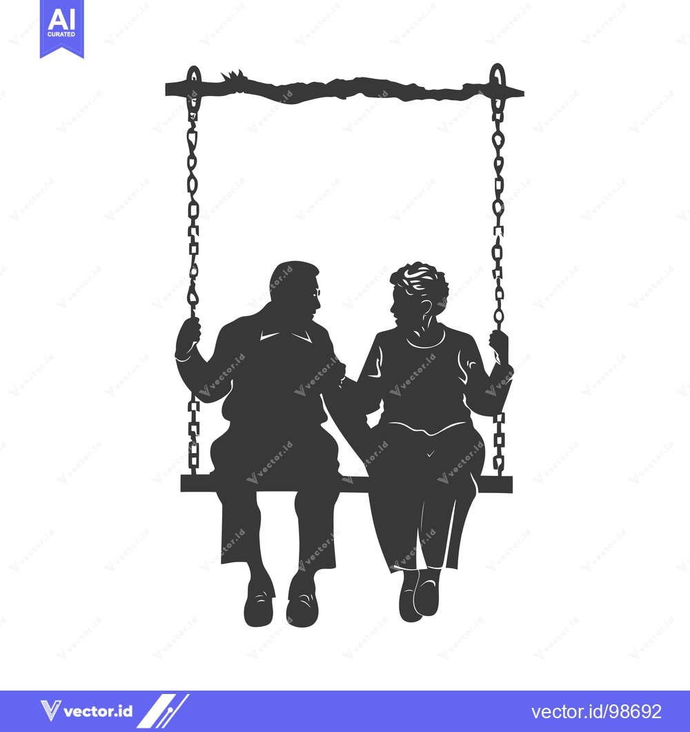 Premium Vector dari Silhouette of an elderly couple sitting on a swing