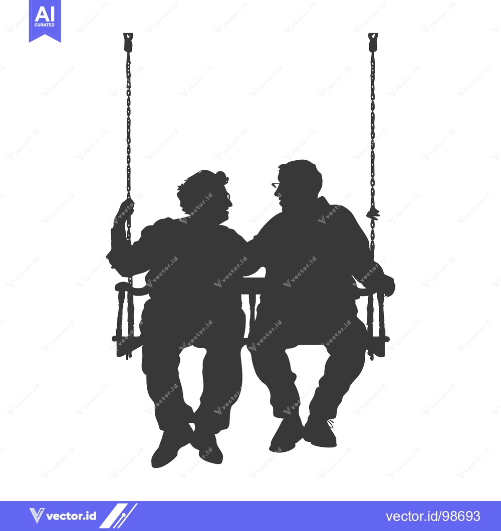 Premium Vector dari Silhouette of an elderly couple sitting on a swing