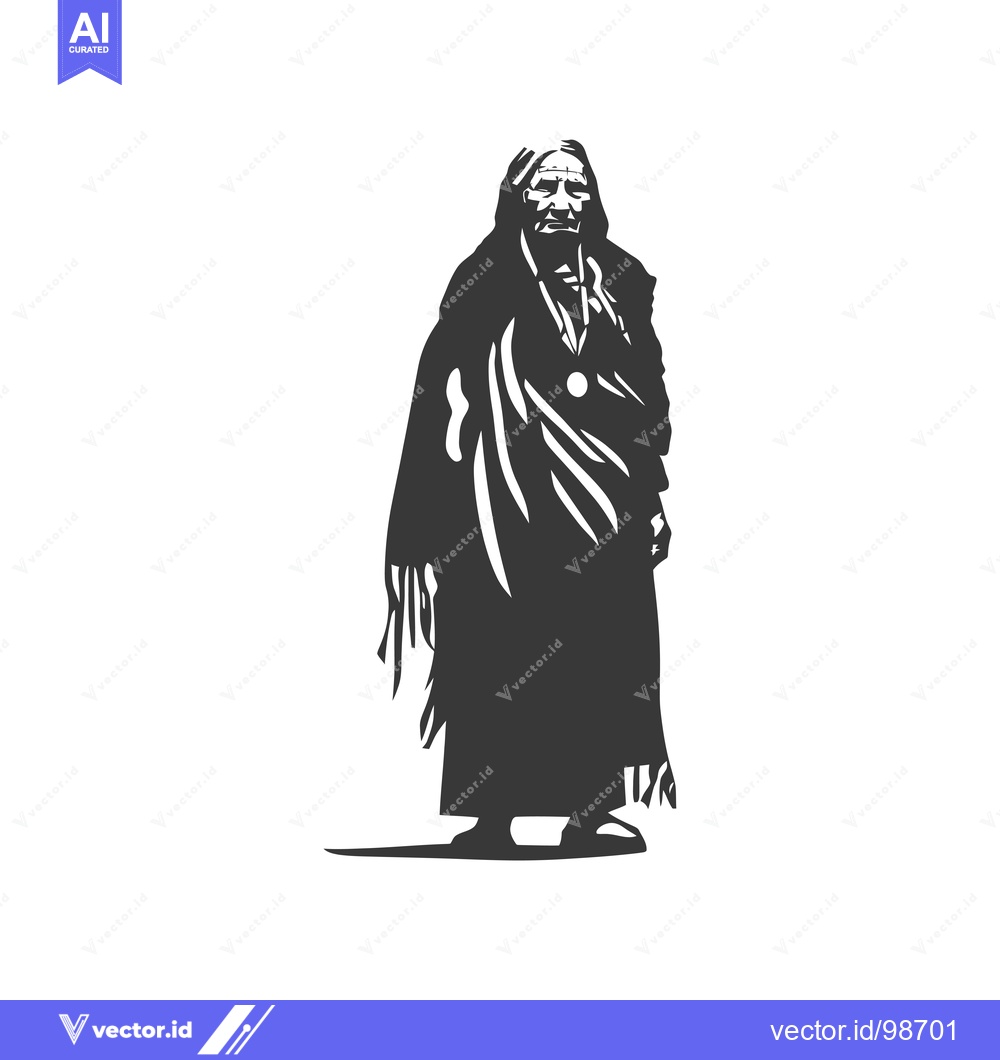 Premium Vector dari Silhouette of an Elderly Indigenous Person Wearing Traditional Clothin