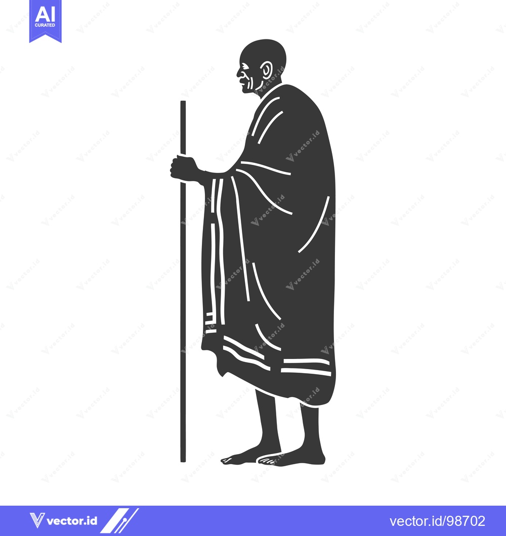 Premium Vector dari Silhouette of an Elderly Man in a Robe Holding a Staff