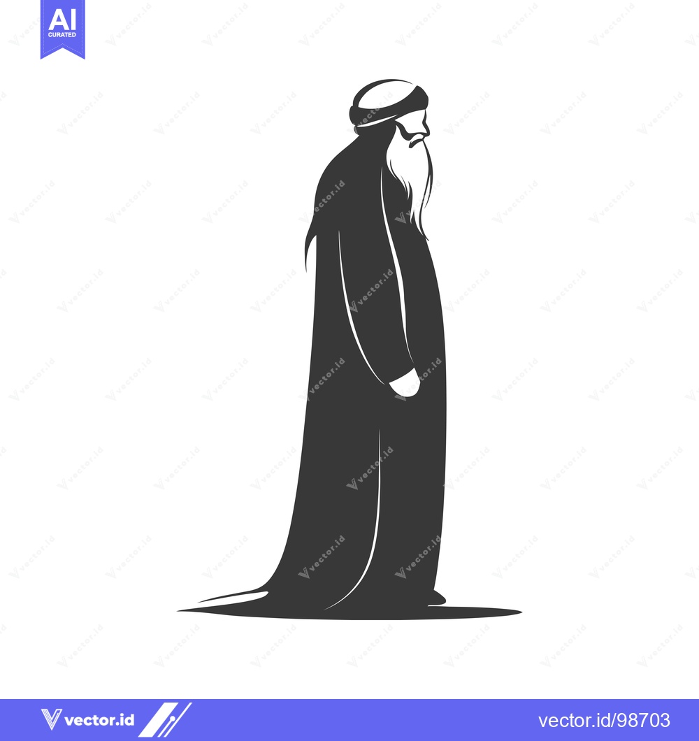 Premium Vector dari Silhouette of an Elderly Man in Traditional Clothing
