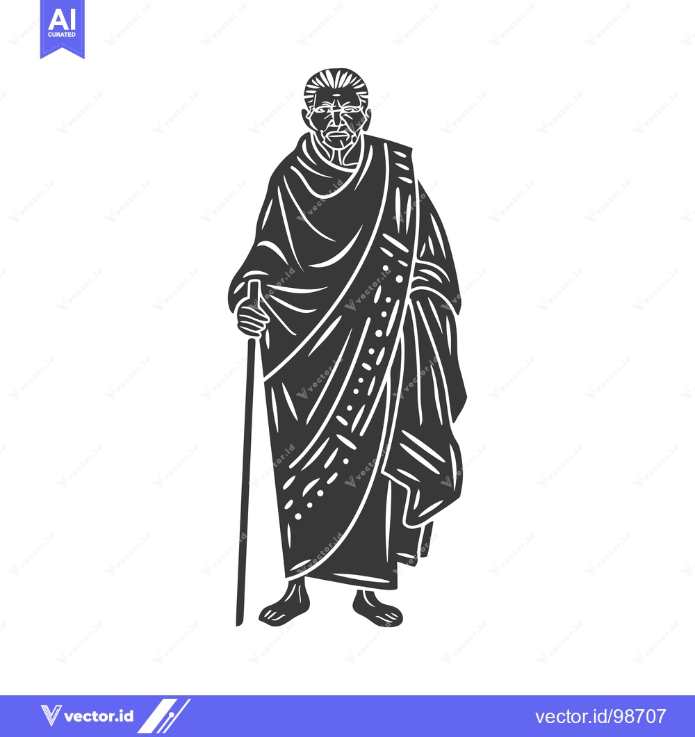 Premium Vector dari Silhouette of an Elderly Man Wearing Traditional Clothing and Holding