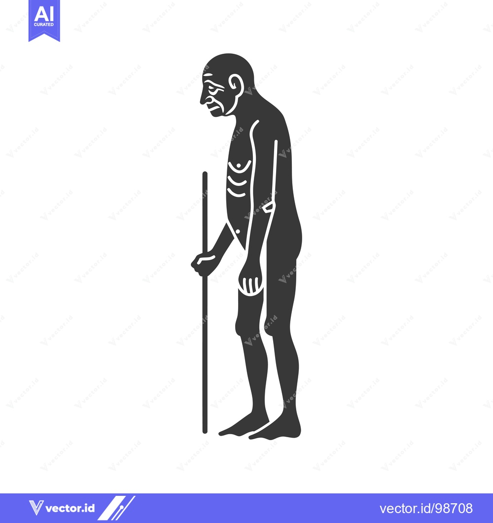 Premium Vector of Silhouette of an Elderly Man with a Cane