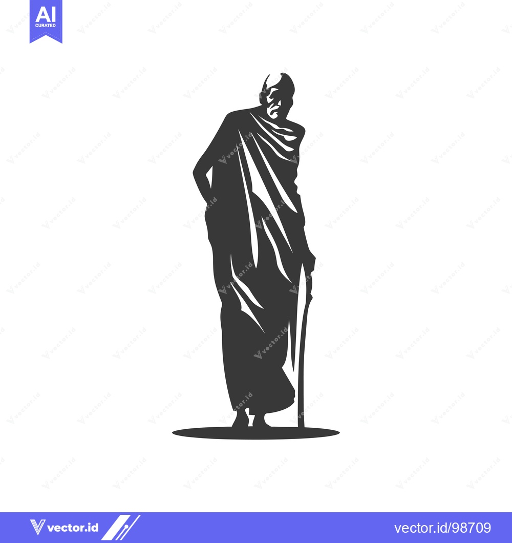 Premium Vector dari Silhouette of an Elderly Man with a Cane Dressed in a Robe