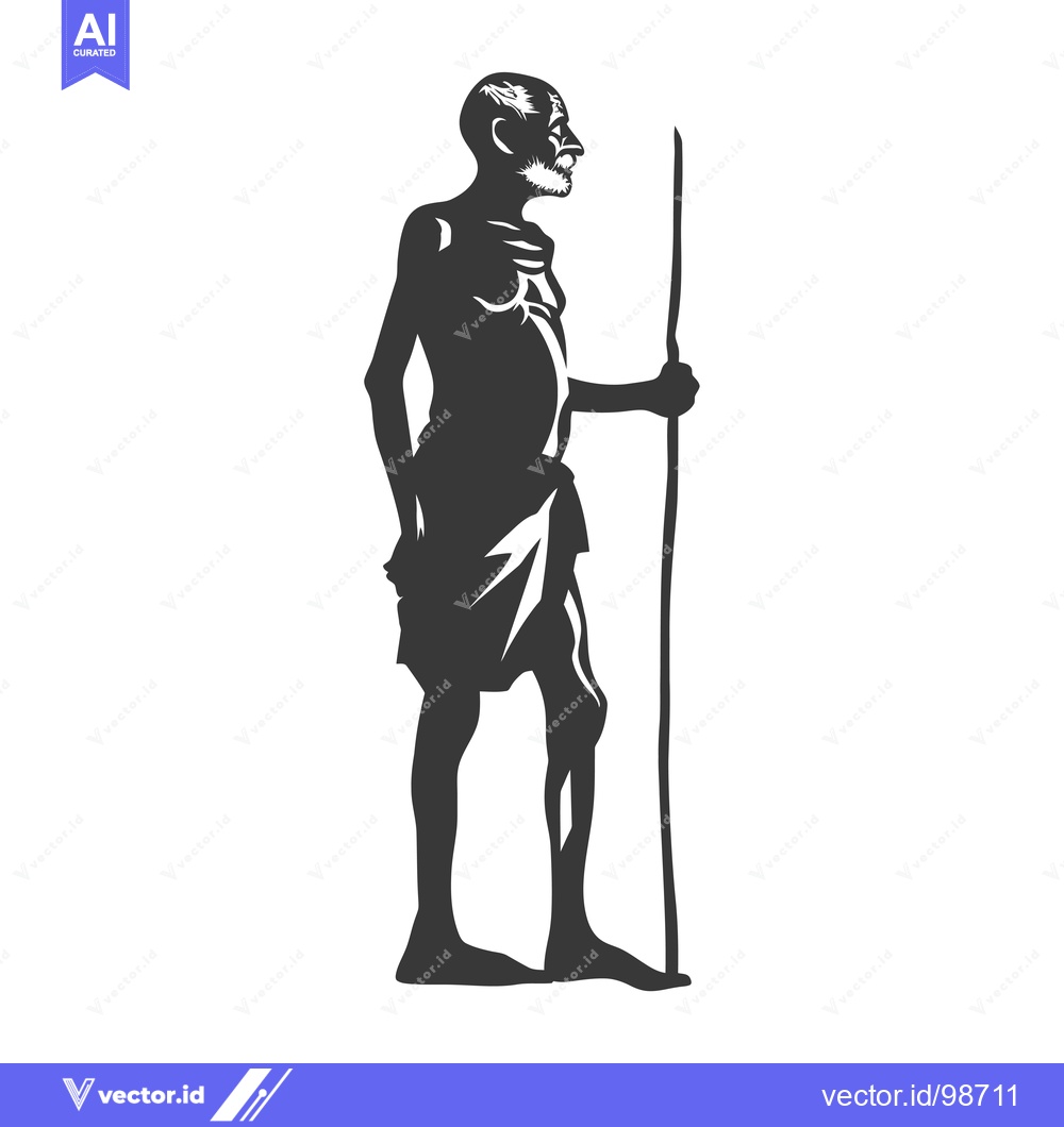 Premium Vector dari Silhouette of an elderly man with a walking stick
