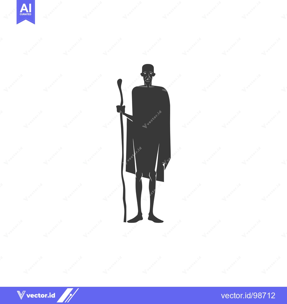 Premium Vector dari Silhouette of an elderly man with a walking stick