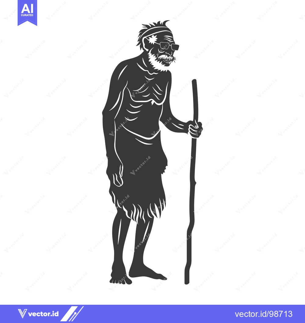 Premium Vector of Silhouette of an Elderly Man with a Walking Stick