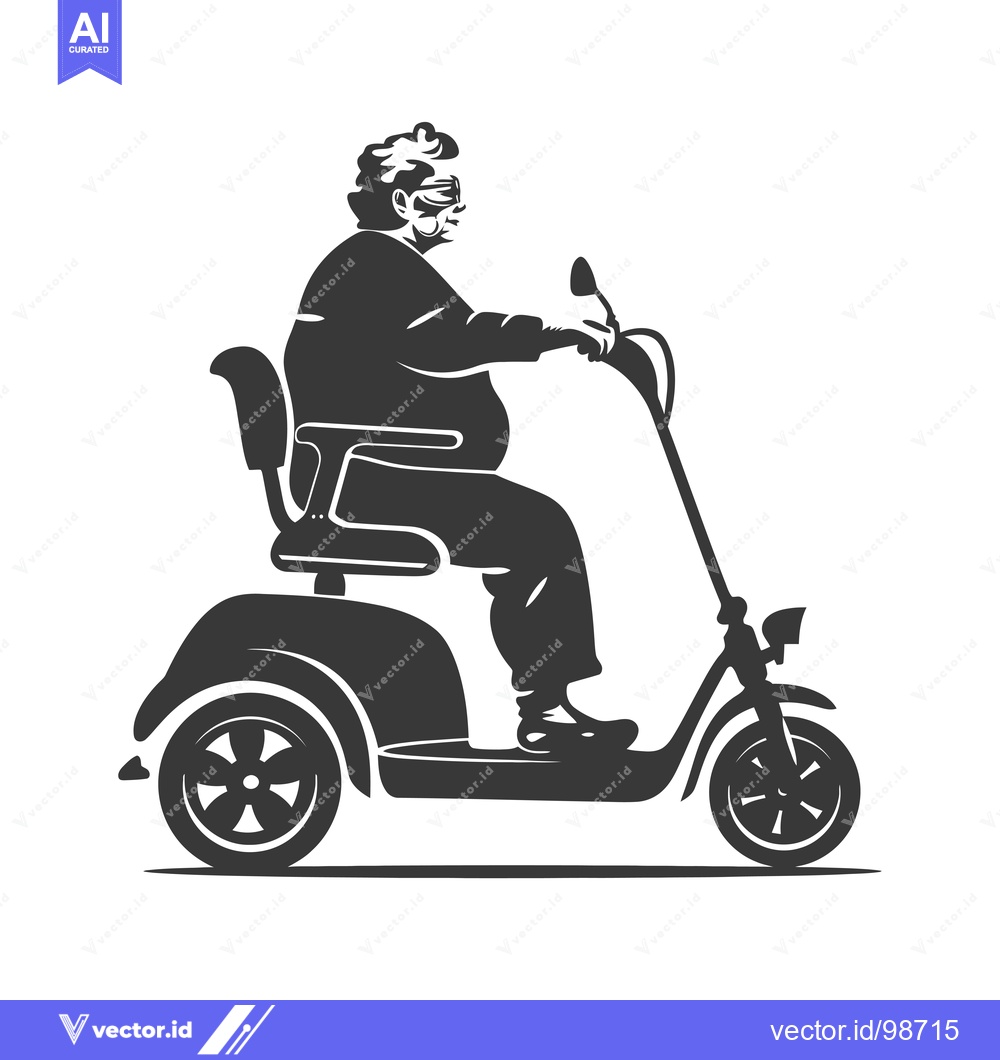 Premium Vector of Silhouette of an Elderly Person Riding a Mobility Scooter