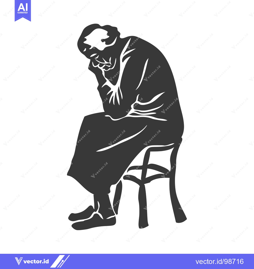 Premium Vector of Silhouette of an Elderly Person Sitting on a Chair