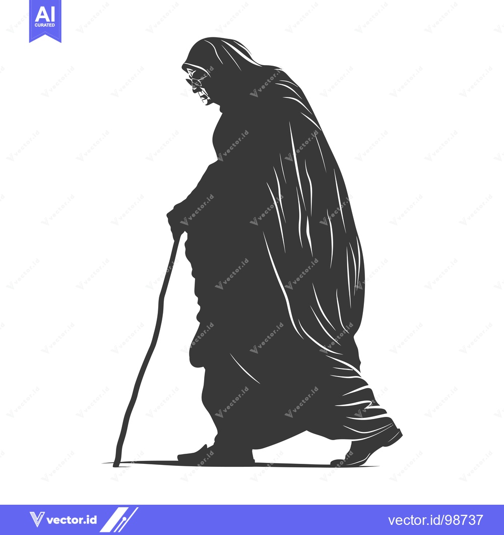 Premium Vector of Silhouette of an elderly woman walking with a cane