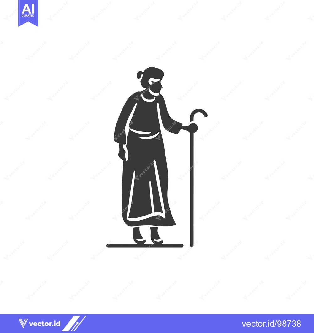 Premium Vector of Silhouette of an Elderly Woman Walking with a Cane