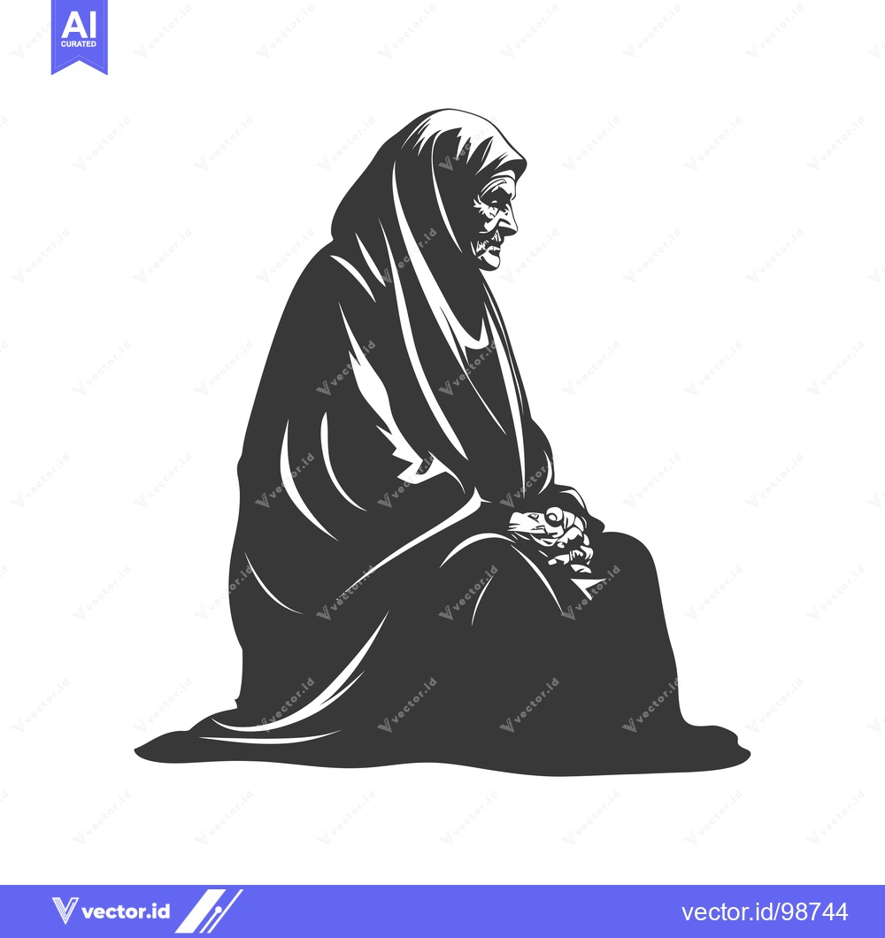 Premium Vector of Silhouette of an Elderly Woman Wearing a Headscarf
