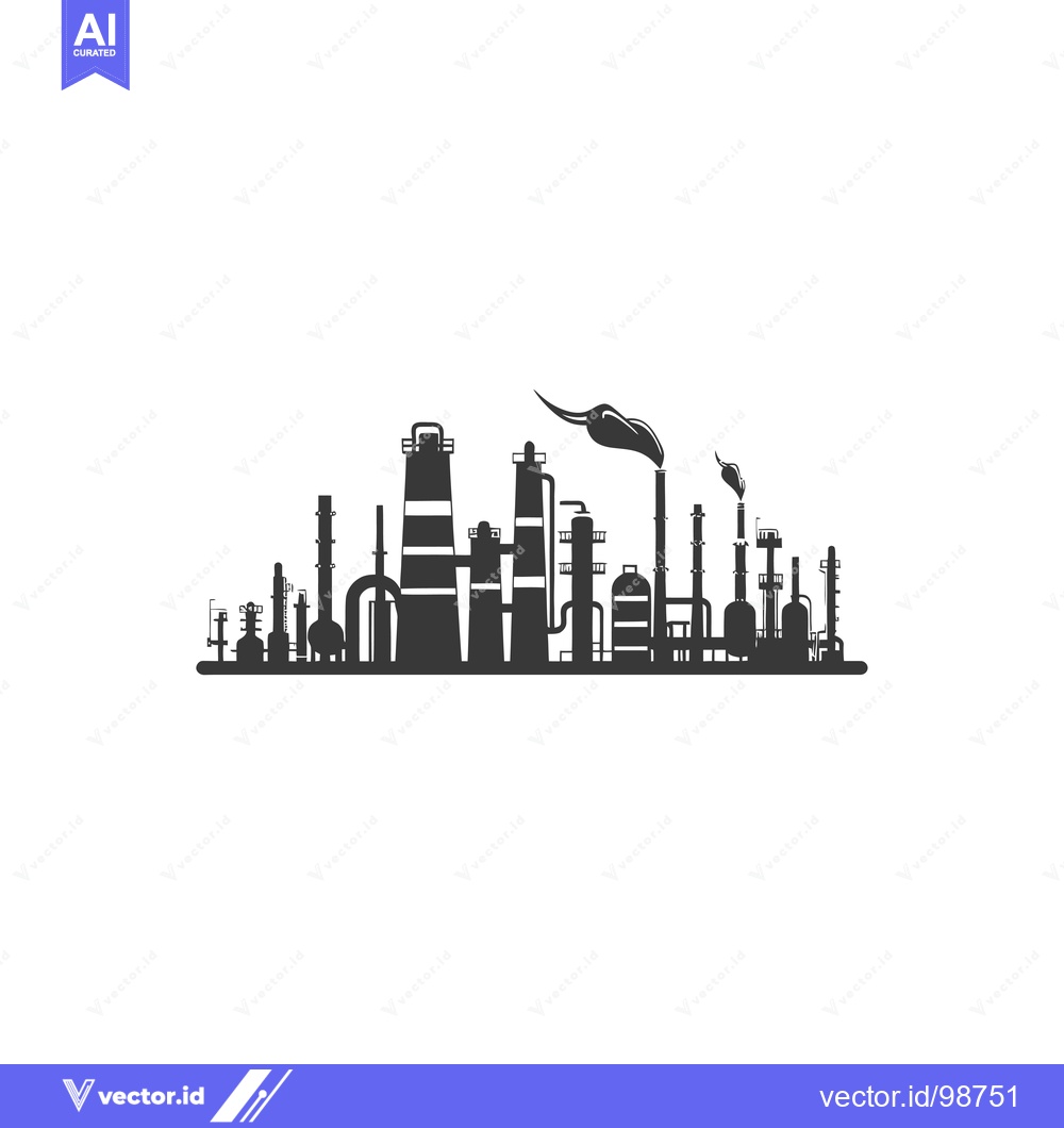 Premium Vector dari Silhouette of an industrial complex with smoke stacks