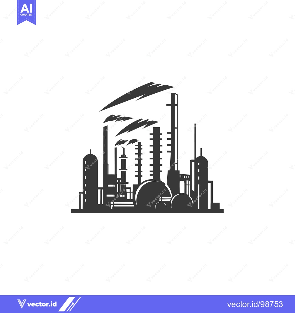 Premium Vector dari Silhouette of an Industrial Factory with Smoke Stacks
