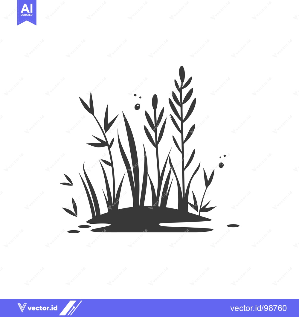 Premium Vector of Silhouette of a patch of grass with various plant species