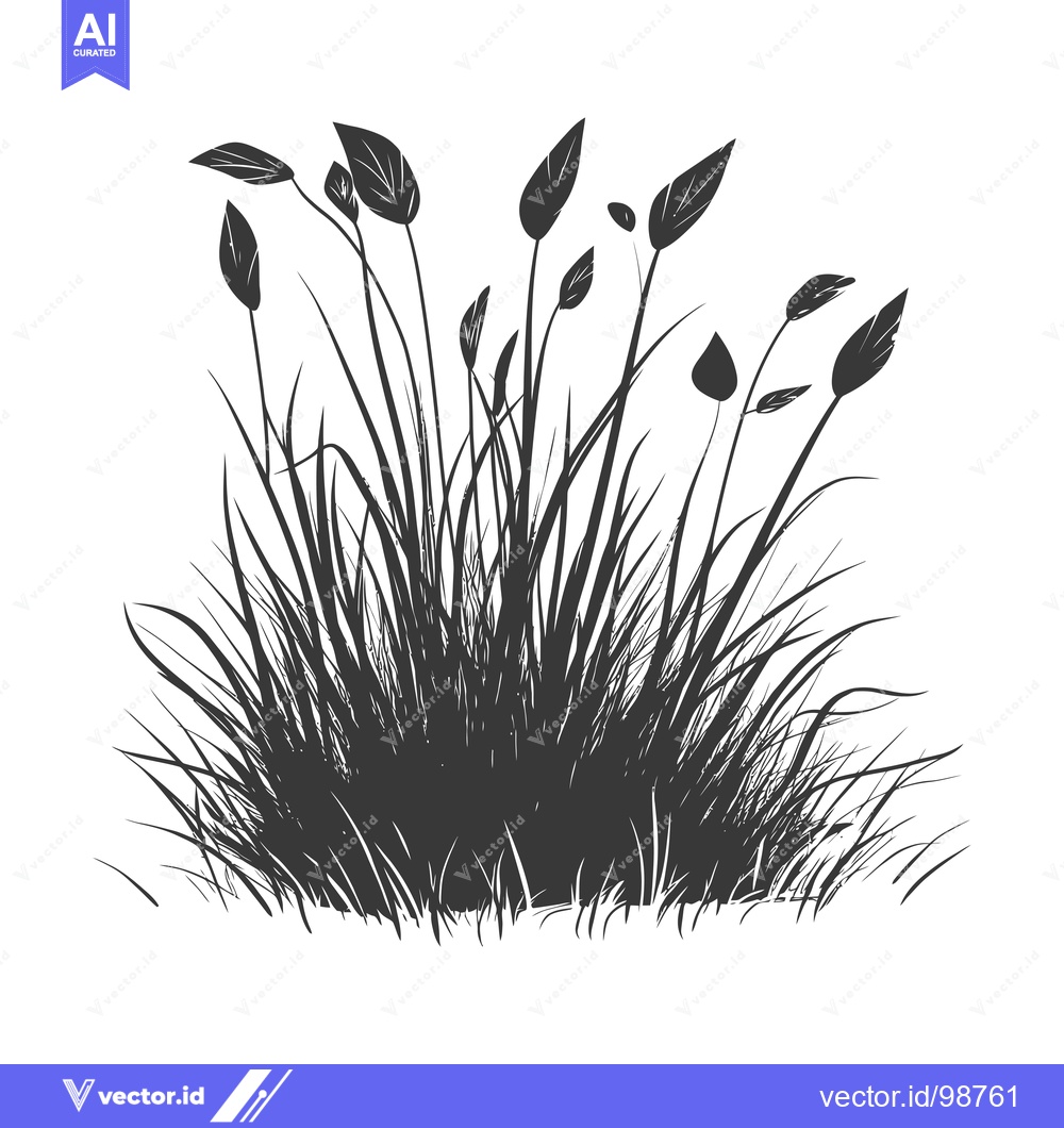 Premium Vector dari Silhouette of a Patch of Tall Grass with Blades and Spikes