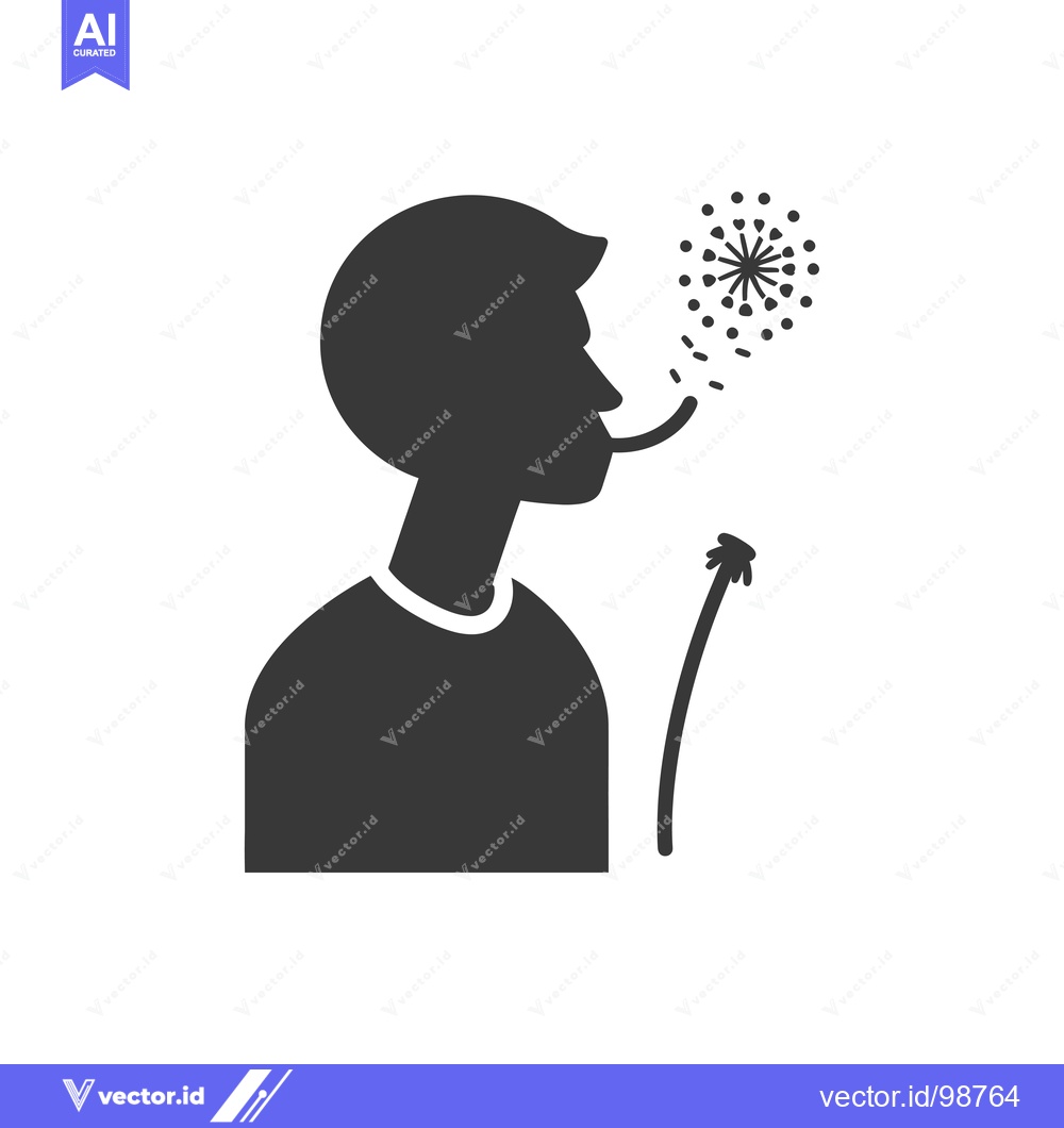 Premium Vector dari Silhouette of a Person Blowing on a Dandelion