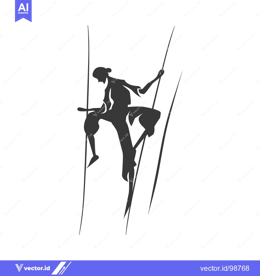 Premium Vector of Silhouette of a person climbing up vertical lines