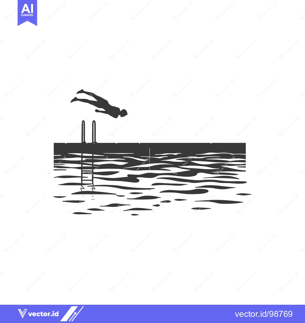 Premium Vector of Silhouette of a Person Diving into a Pool
