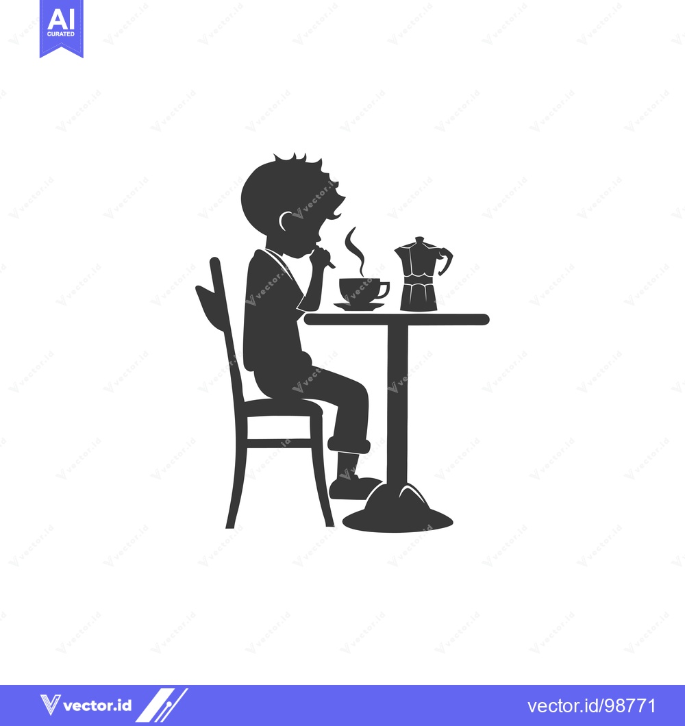 Premium Vector dari Silhouette of a person drinking coffee at a table