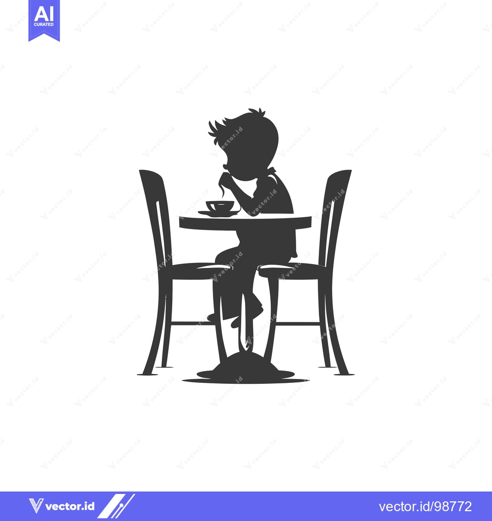 Premium Vector dari Silhouette of a Person Eating at a Table