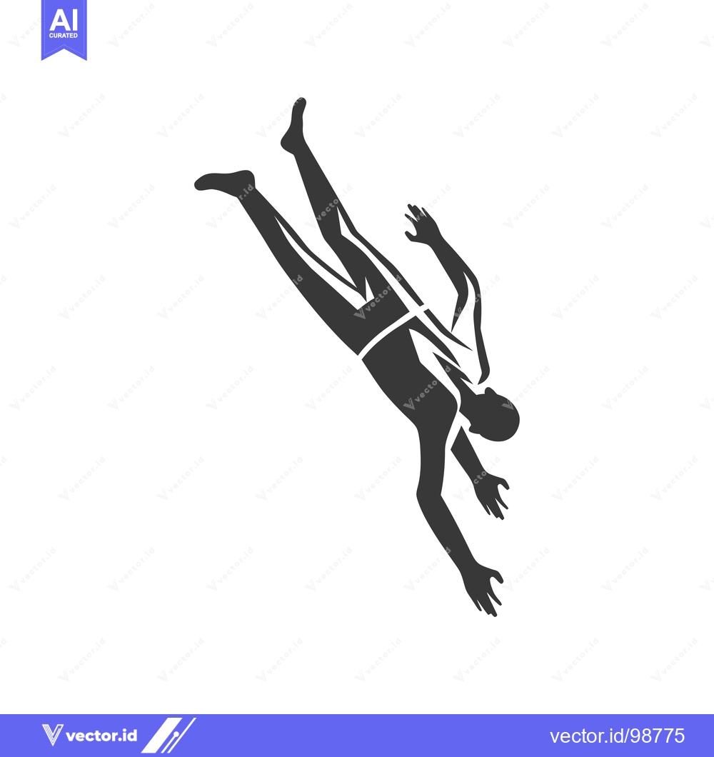 Premium Vector dari Silhouette of a person falling headfirst with arms outstretched