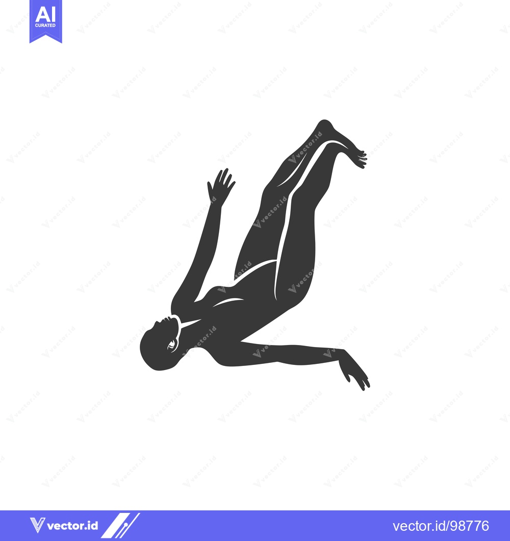 Premium Vector dari Silhouette of a person falling or diving headfirst