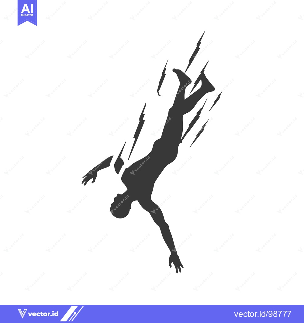 Premium Vector dari Silhouette of a person falling with lightning strikes