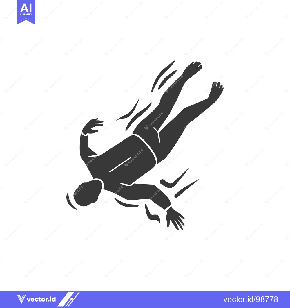 Premium Vector of Silhouette of a person falling with motion lines