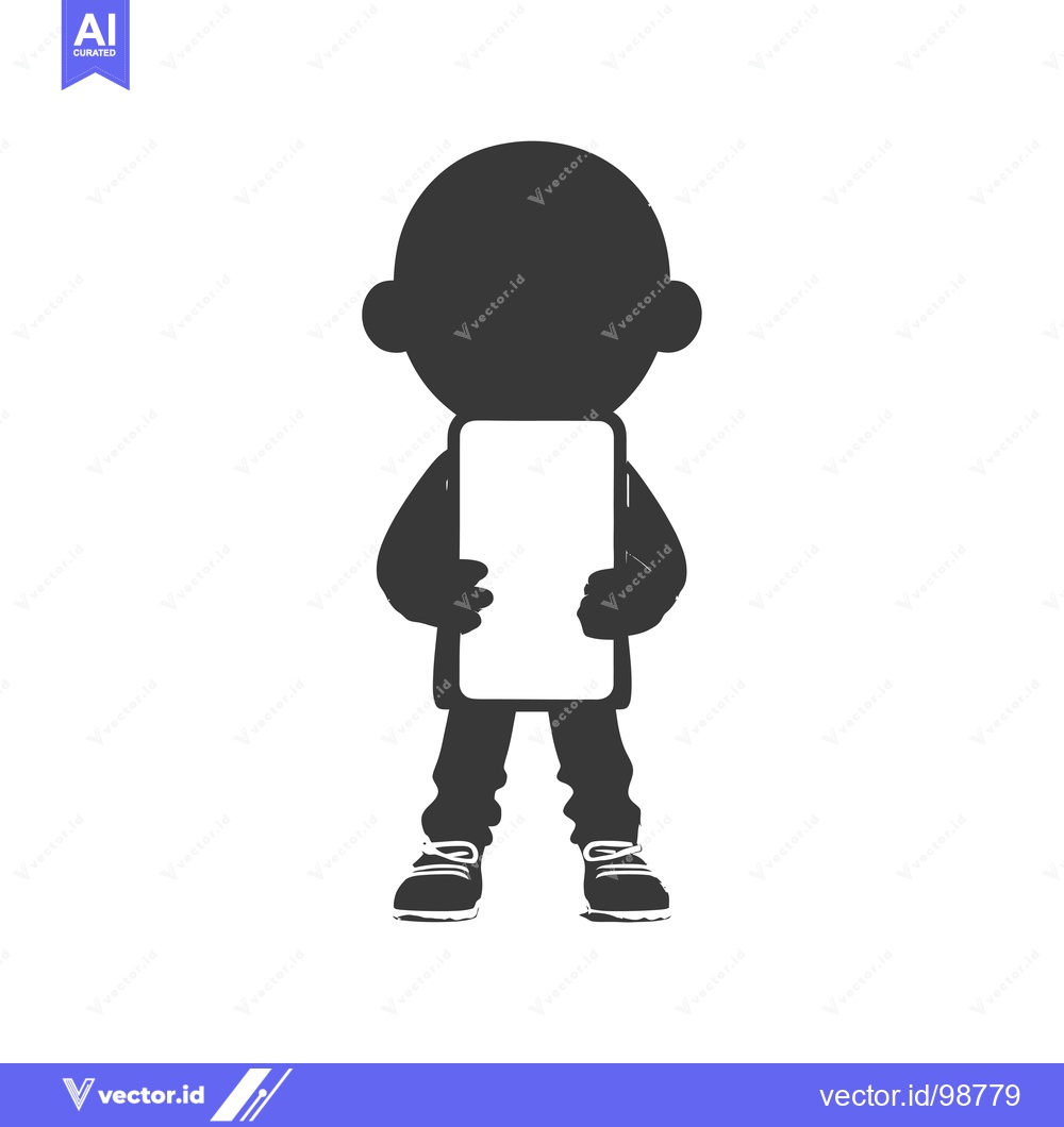 Premium Vector of Silhouette of a Person Holding a Blank Rectangular Object
