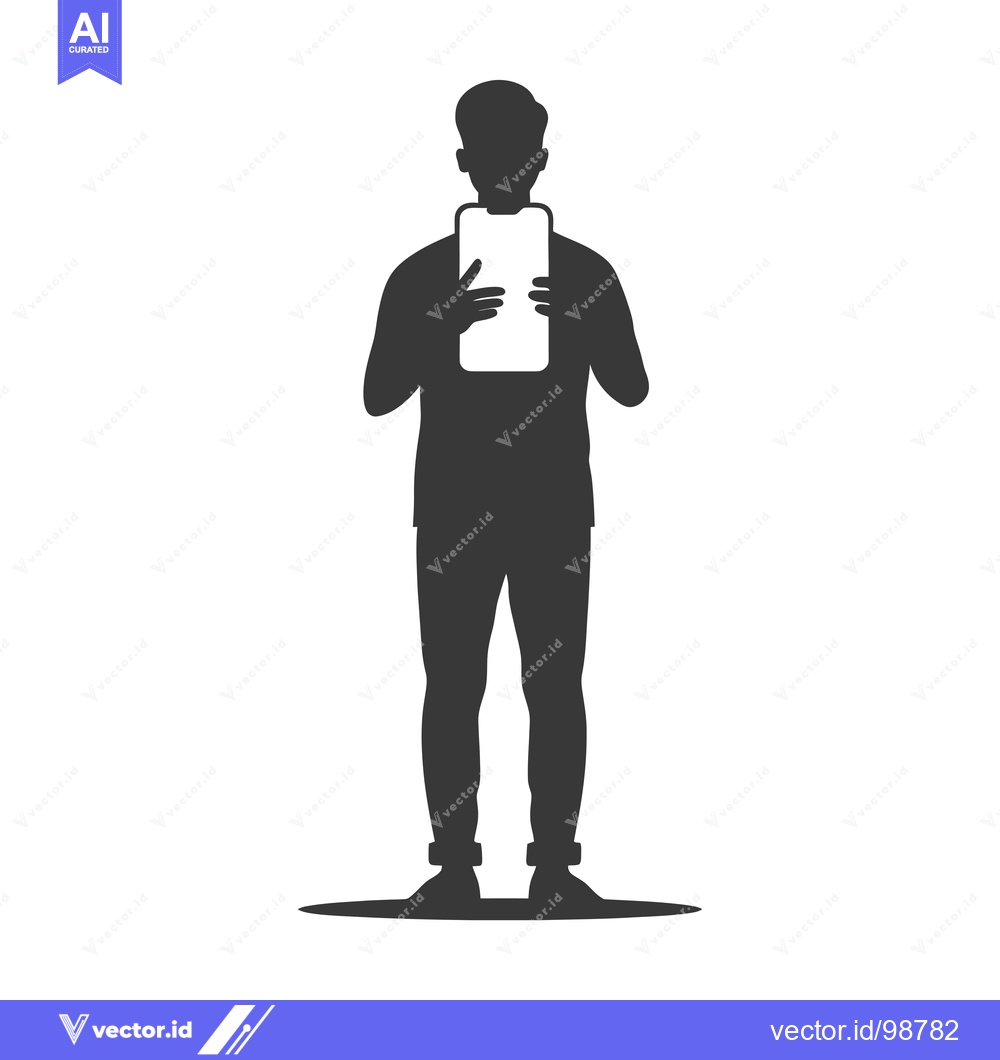 Premium Vector of Silhouette of a Person Holding a Smartphone