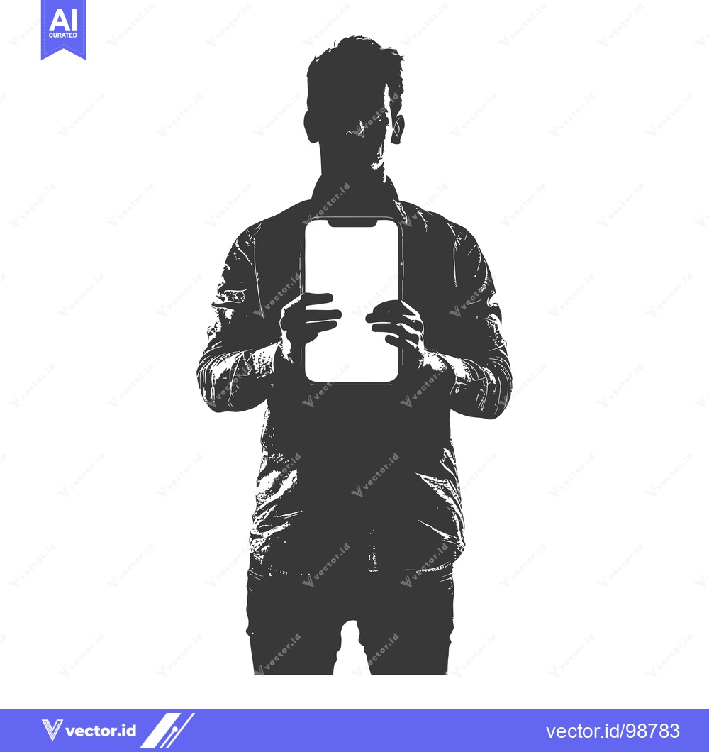 Premium Vector dari Silhouette of a Person Holding a Smartphone