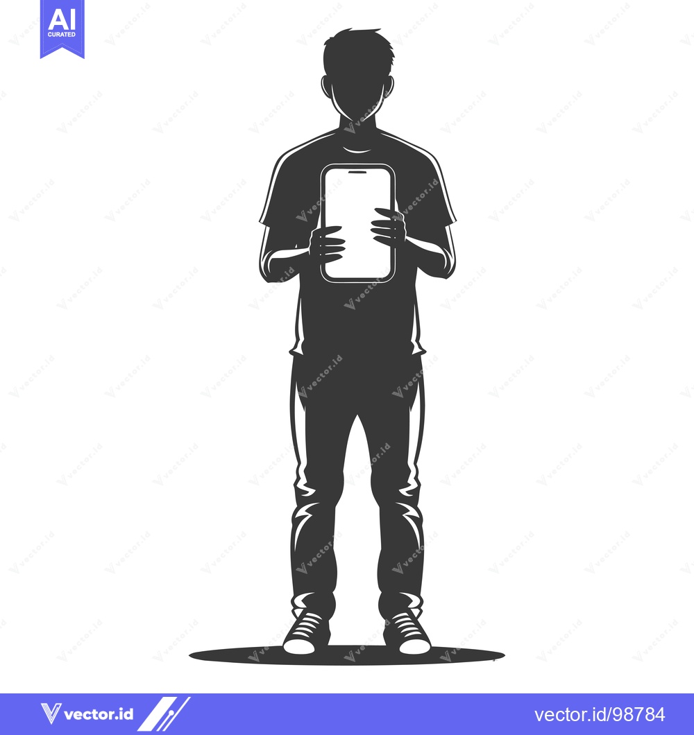 Premium Vector dari Silhouette of a Person Holding a Smartphone
