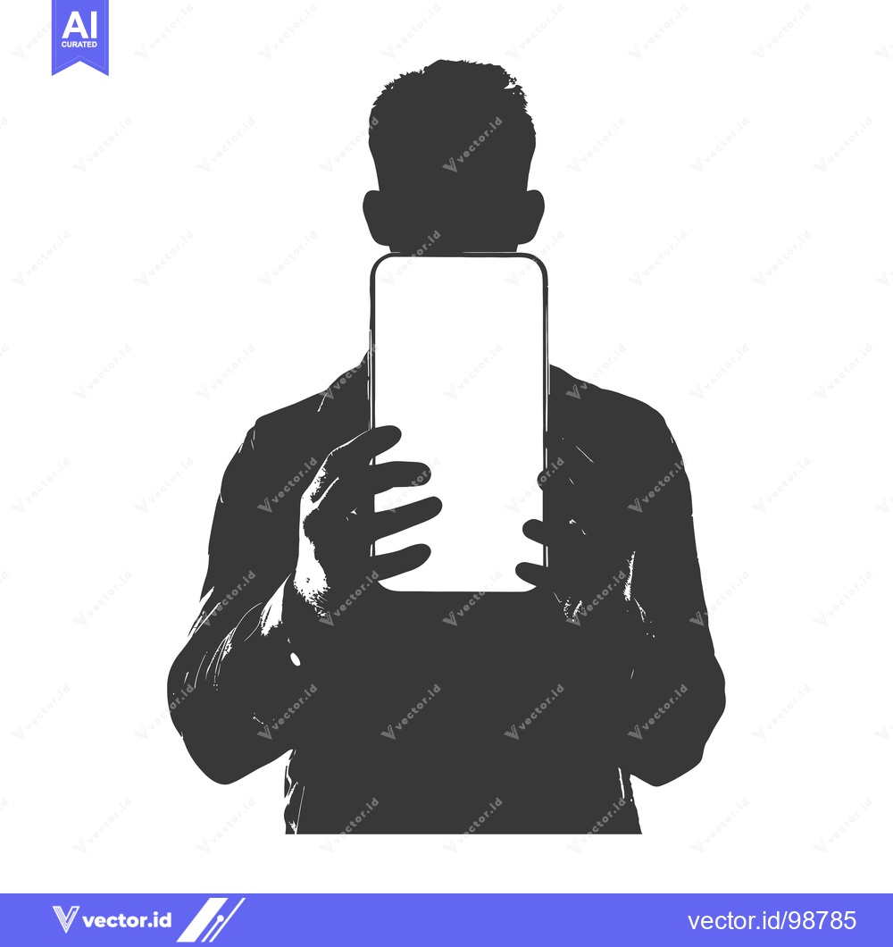 Premium Vector dari Silhouette of a Person Holding a Smartphone in Front of Their Face