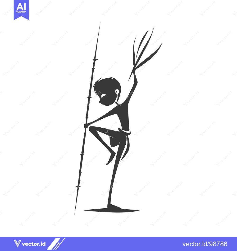 Premium Vector of Silhouette of a Person Holding a Spear with One Leg Raised