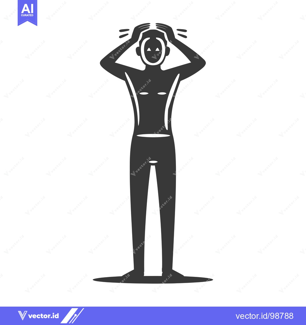 Premium Vector of Silhouette of a Person Holding their Head in Distress