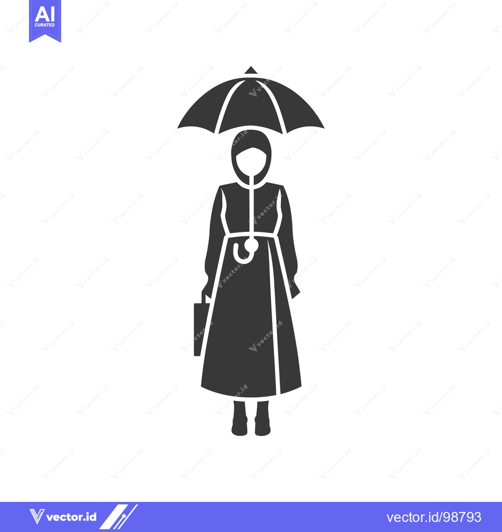 Premium Vector of Silhouette of a Person in a Raincoat with an Umbrella