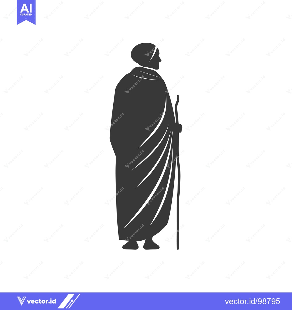 Premium Vector of Silhouette of a Person in a Robe Holding a Staff
